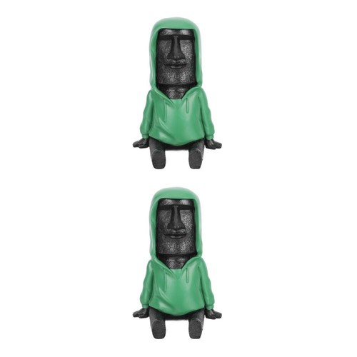 2 Pack Easter Island Head Figurine Hawaiian Decorations Moai Figurines