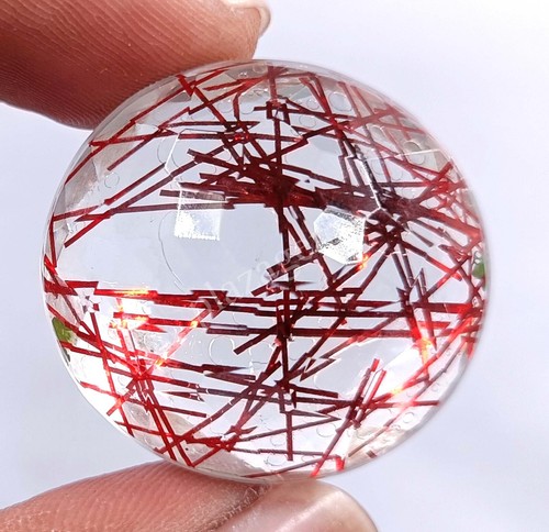 110 CT Round Cut Red Rutilated Quartz Certified Transparent Loose Gems N23 - Picture 6 of 8