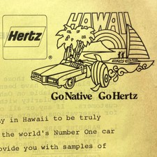 Vintage 1966 Hertz Hawaii Go Native Bonus Plan Promo Page Ad Hawaii GoNative