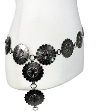 Vintage 1960s Daisy Chain Metal Hip Belt Hippie Mod Flower Power Groovy 37  Exc