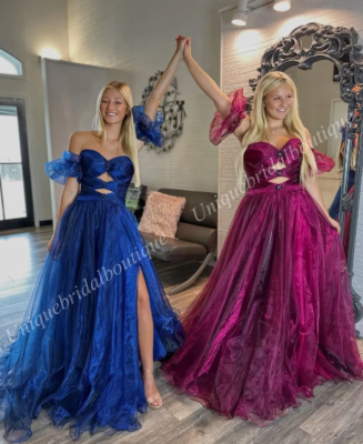 Organza Prom Dress Removable Balloon Sleeve Key Hole Lady Pageant Winter  Formal | eBay