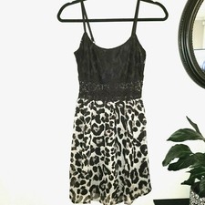 Fashion Line Women's Lace Animal Print Spaghetti Strap Dress Size Small