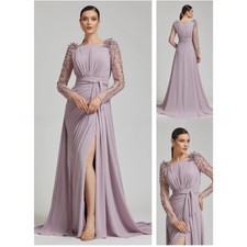 Long Sleeve Beaded Formal Evening Gowns Mother of the Groom Dresses Luxury