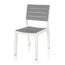 Sedia Da Esterno Senza Braccioli In Resina Effetto Legno Harmony Bianco E Grigio