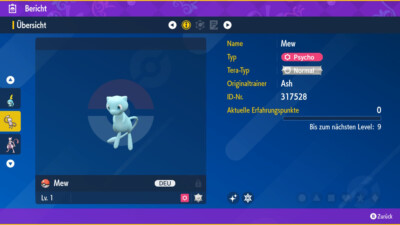 Shiny Mew 6IV | LVL 1 | Nat Dex | Pokemon Karmesin / Purpur / Scarlet