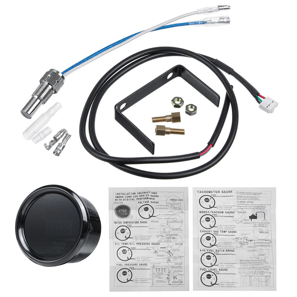 2" Universal Trans Temperature Gauge Digital LED Meter 1/8 NPT Sensor Fahrenheit Foto 4 de 4