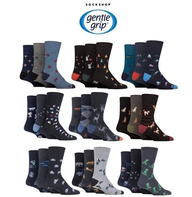 Novelty Socks Men's with Honeycomb Top 3 Pair Pack SOCKSHOP Gentle Grip Fun Feet