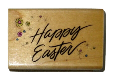 Hero Arts Flowery Happy Easter D339 Wood Mounted Rubber Stamp