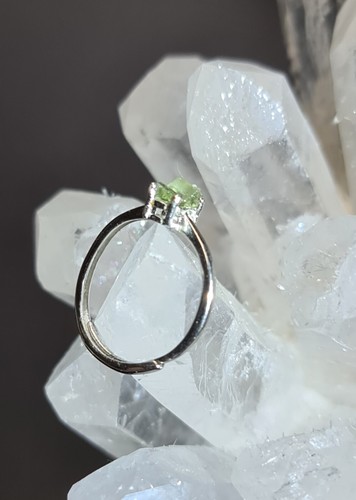 Natural Raw Moldavite Adjustable 925 Silver Ring - Picture 7 of 12