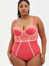 Torrid Swim Swimsuit Coral Pink Wired One Piece NWT 1 D/DD