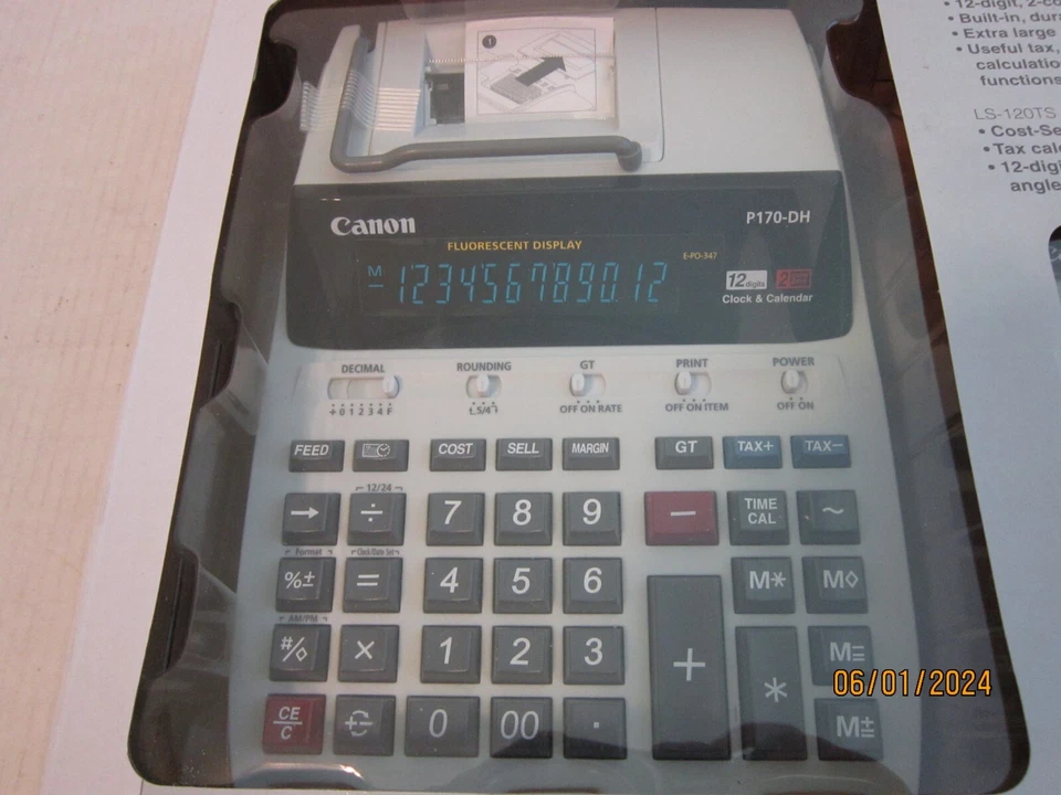 Canon Desktop Printing Calculator P170-DH 12 Digits/2 Color Print Bonus Pack NIB - Image 3 of 4