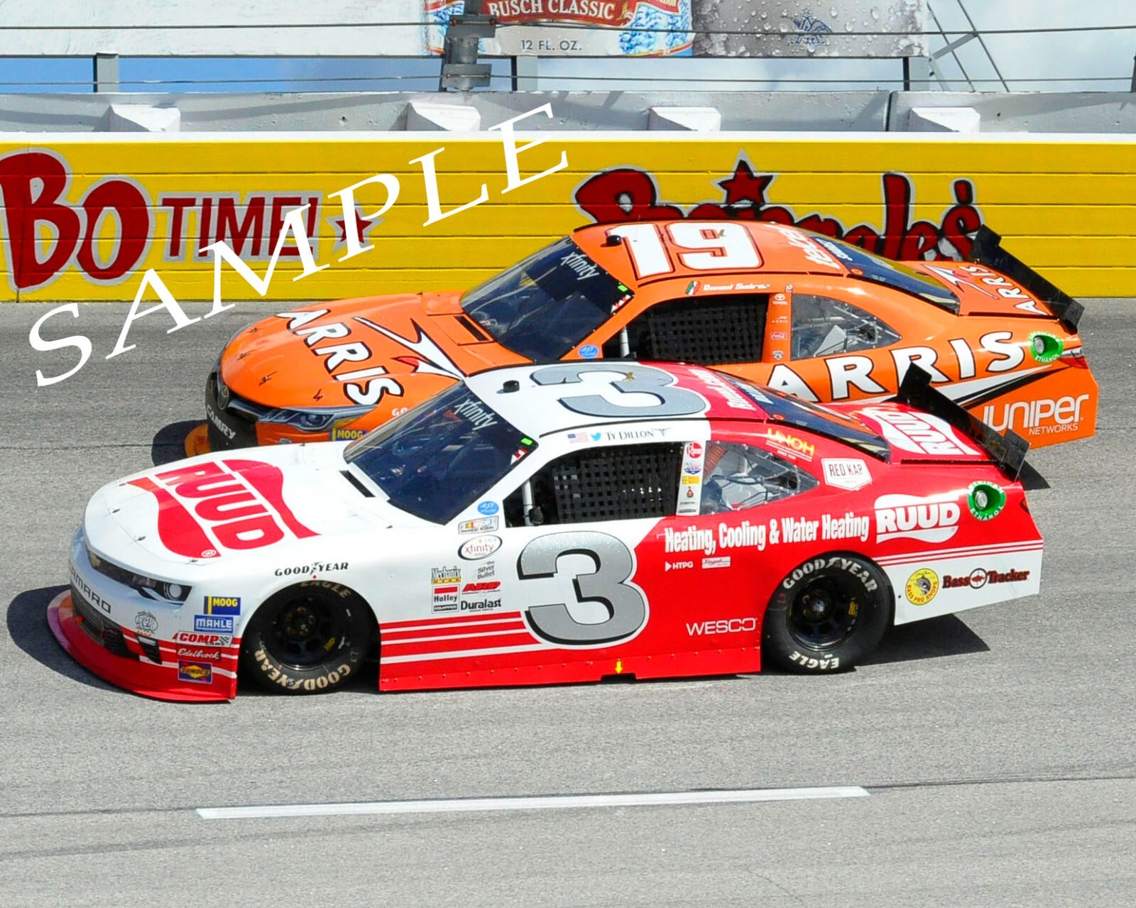 TY DILLON & DANIEL SUAREZ DARLINGTON THROWBACKS ON TRACK 8X10 GLOSSY ...
