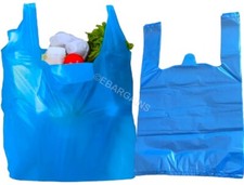 BLUE VEST CARRIER BAGS LARGE  BAGS PLASTIC HD STRONG 15MU-20MU