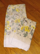 Vintage Yellow & Brown Floral Flowers Pattern Bath & Hand Towel Set Made in USA