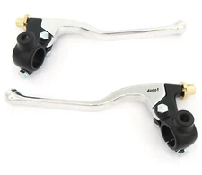 Suzuki GP Lever Set w/ Mirror Mount - Clutch + Drum Brake - Black & Chrome - 7/8