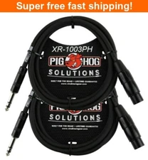 2 Pack Pig Hog PX-TMXF3 Solutions TRS(M)-XLR(F) Balanced Cable 3Ft - New