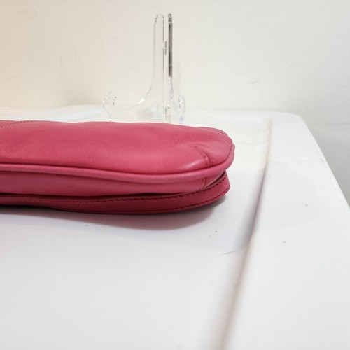 Vintage 90s Paradox Gold Horsebit Baguette Pink Leather Clutch 12"W 6"H 1"D - Picture 16 of 24