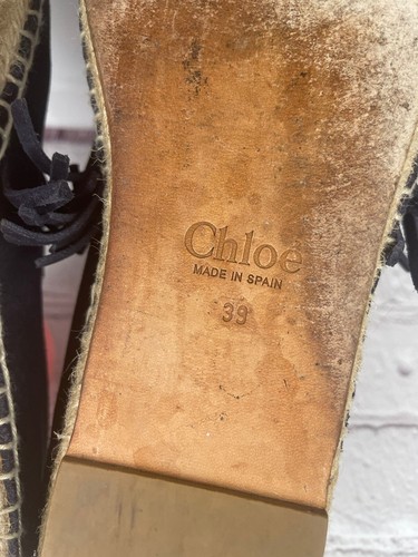 Espadrillas Chloe da donna in camoscio con frange e plateau nere taglia 8,5 US 39EU - Foto 6 di 12
