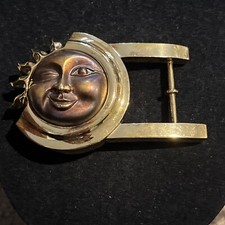 Large Kieselstein-Cord Gold over sterling silver sun Moon Estate Belt Buckle