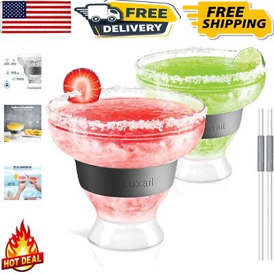 Margarita Glasses with Cooling Gel - Set of 2, Ideal for Parties and Gatherings