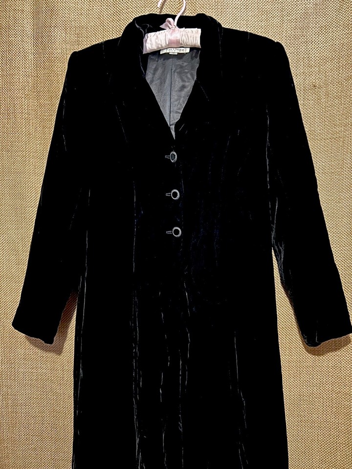 Kay Unger Black Velvet Jacket 12 Floor Length Evening Blazer Cloak eBay