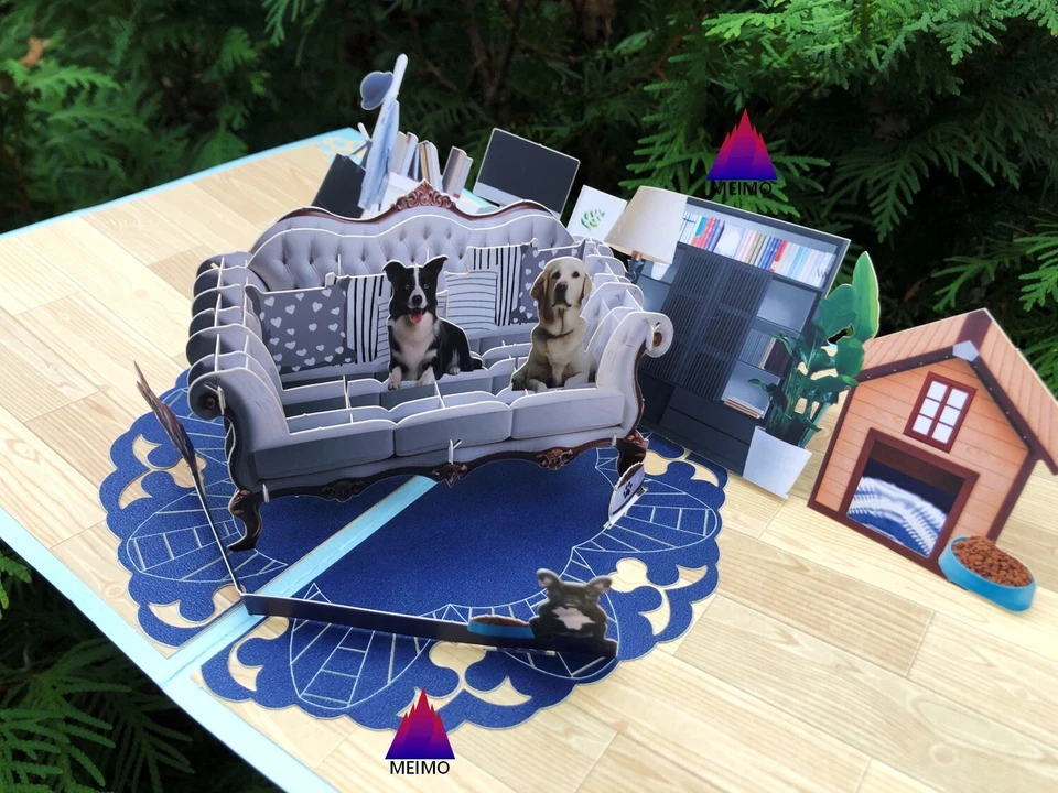 3D Pop Up Greeting Card Dog Puppy Pet Birthday Vacation Anniversary Love Mother - Image 4 of 4