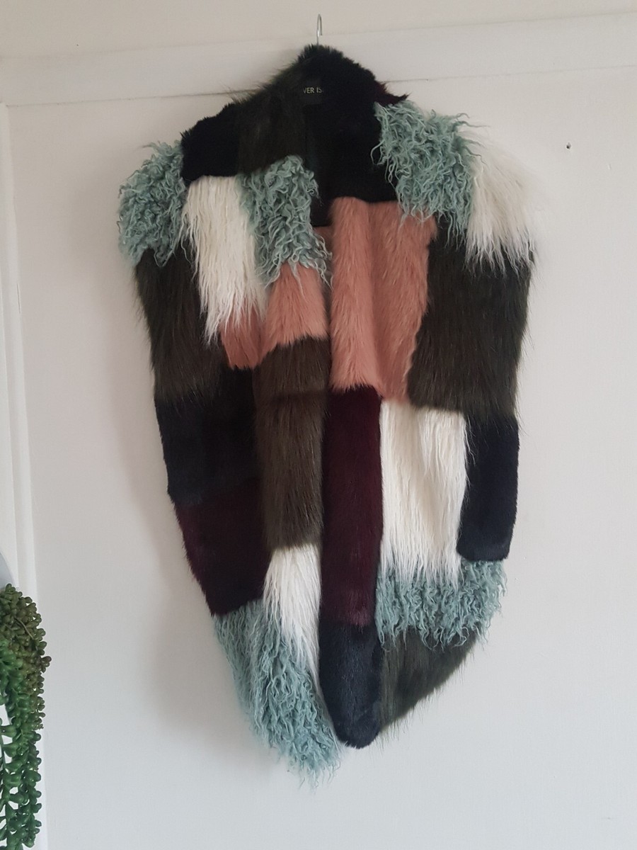 Asos Faux Fur Multi Patchwork Oversized Scarf UK