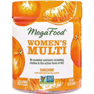 MegaFood Women's Multi Gummy,Multivitamin with B,C&D3,Tangerine,60Gummies