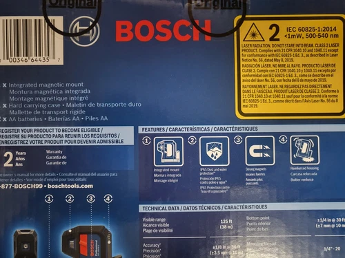 Bosch GPL100-50G 125' 5 Point Cordless Green Beam Self Leveling Alignment Laser - Picture 2 of 2