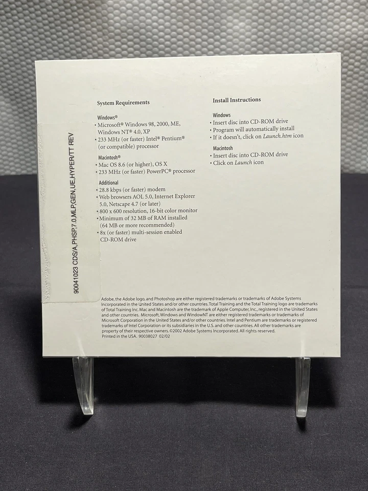 ADOBE PHOTOSHOP 7.0 MACINTOSH Video Workshop Total Training Factory Sealed - Image 3 of 3