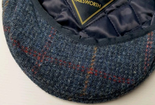 FAILSWORTH Harris Tweed Flat Cap Blue Mix 100% Pure New Wool 7 1/8-58cm Vgc - Picture 8 of 14
