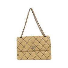 Chanel Wild Stitch Calf Shoulder Bag Women Beige One Size