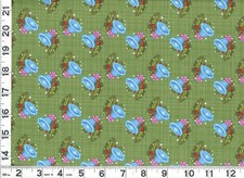 Small Blue Bells Holly on Green Christmas Quilting Sewing Fabric by Yard 3256