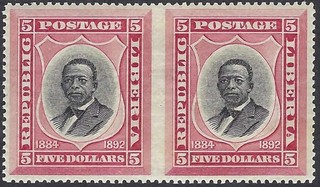Liberia # 49 Mint Imperf Between Pair 1892 Waterlow