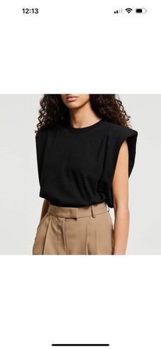 The Frankie Shop Eva Top with Shoulder Pads Black Boxy Oversized Size XS