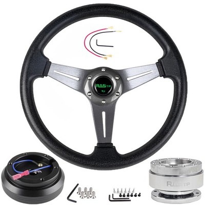 Gray Steering Wheel+Quick Release+Hub Adapter For Eclipse Lancer Galant Impreza