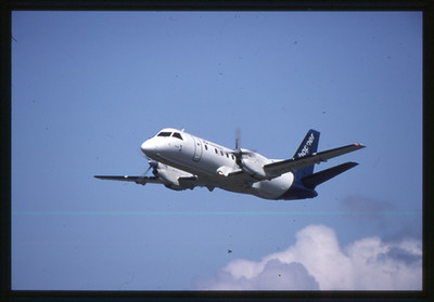 35mm Aircraft slide  Saab 340 turboprop airliner.