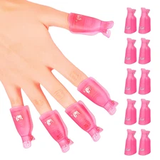 10PC Plastic Acrylic Nail Art Soak off Cap Clip UV Gel Polish Remover Wrap Tool