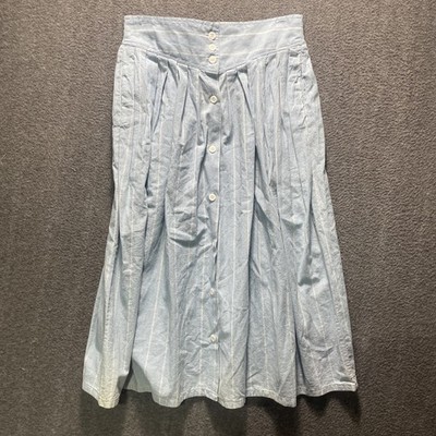 Venezia Lane Bryant Midi Denim Skirt 16 Lightweight Blue Jean Front Buttons 80's