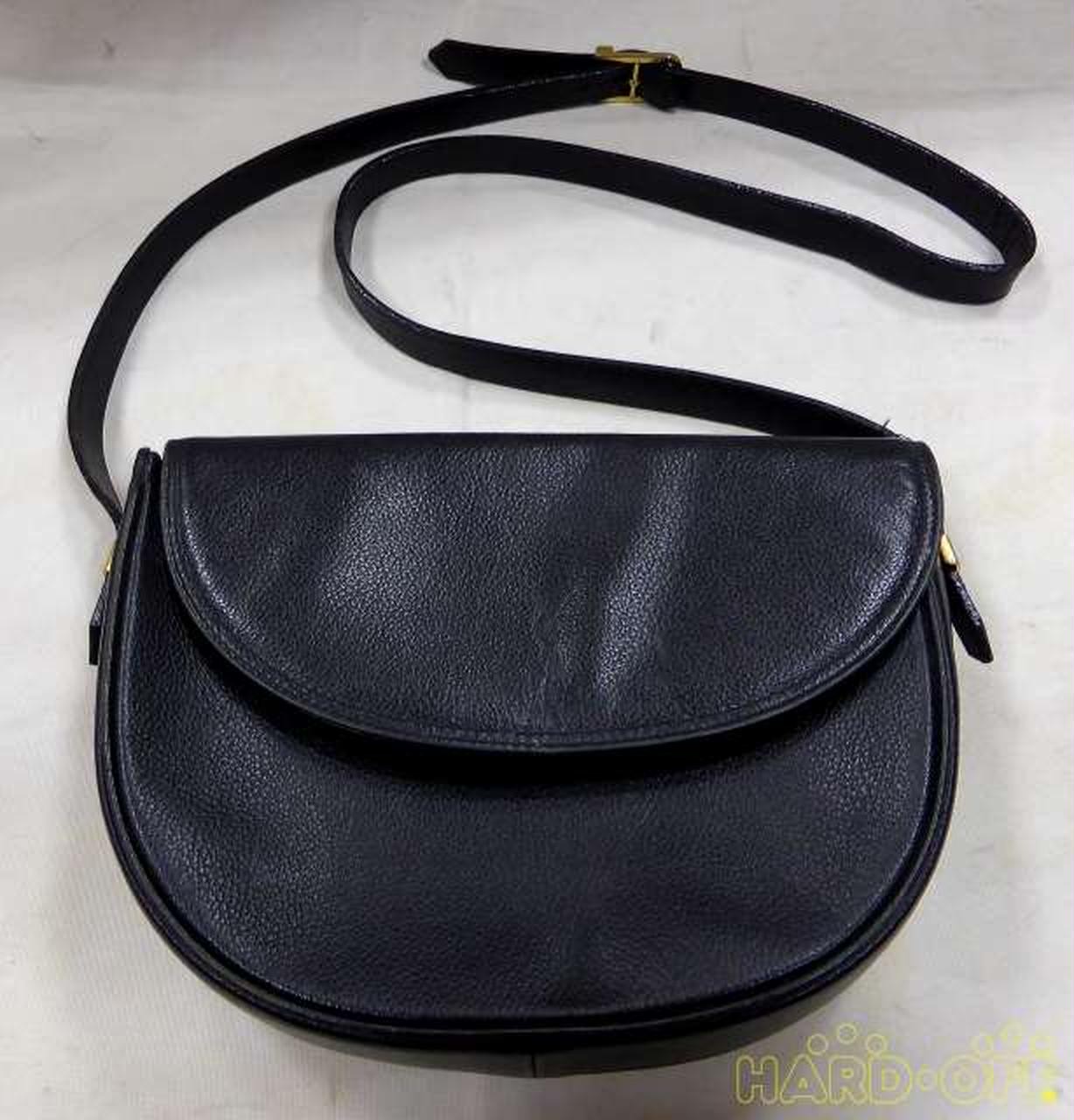 Spalla a mezzaluna in pelle modello filo nero sfilacciato YVE SAINT LAURENT