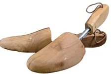 Vintage Florsheim Cedar Wood Shoe Tree Mens Sz L Pair Split Toe Shaper Stretcher