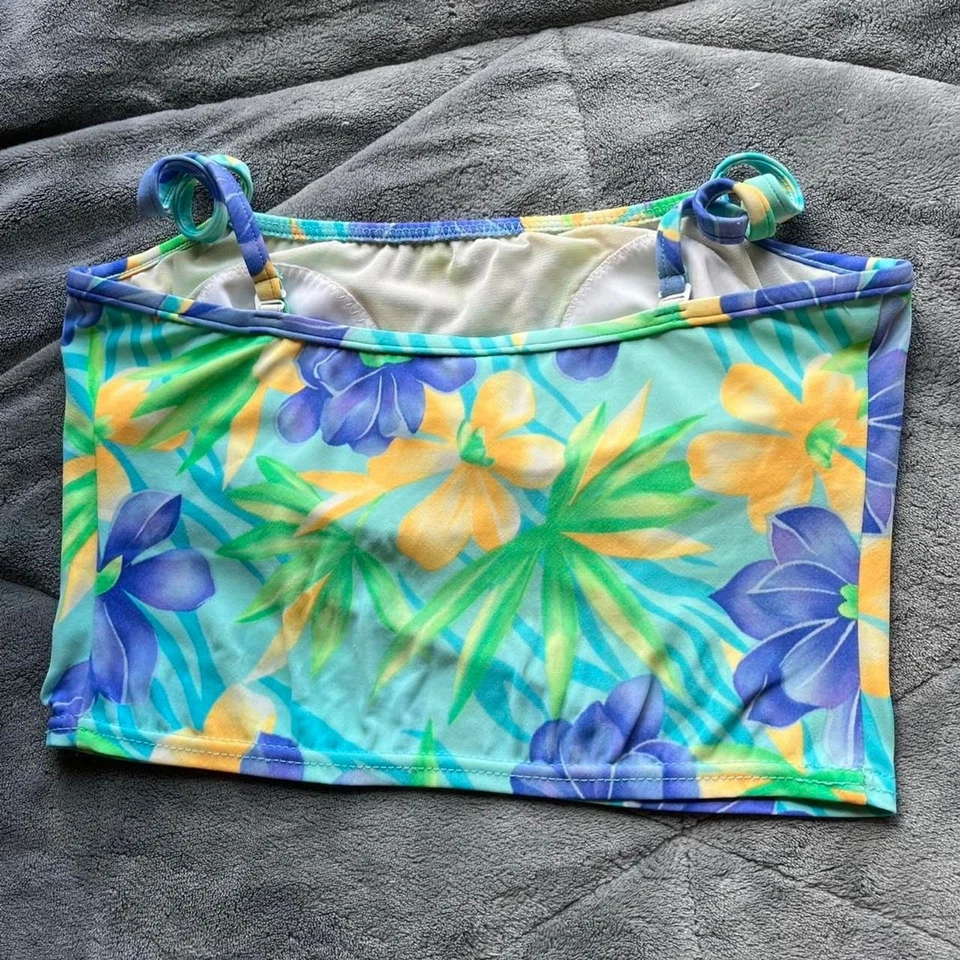 Винтажный 90-х Venus цветочный тропический синий танкини майка размер маленький - Изображение 3 из 4