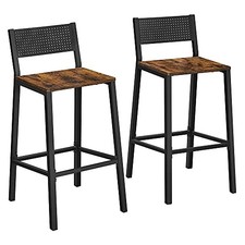 Bar Stools, Set of 2 Bar Chairs, Tall Bar Stools with Backrest, Rustic Brown
