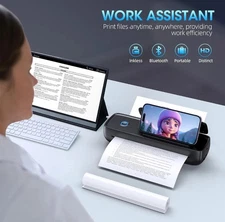 A81 Portable Printer Wireless 8.5x11 US Letter/A4 Thermal Paper Inkless *NEW*