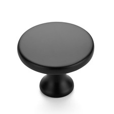 30 Pack 1-1/4 Inch Matte Black Round Kitchen Cabinet Knobs,Zinc Solid Drawer ...