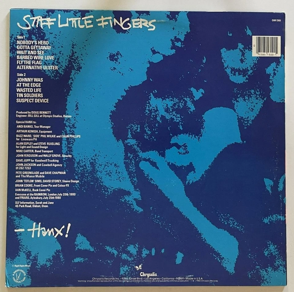 Stiff Little Fingers Hanx LP NM Chrysalis Punk (1980) Foto 3 de 4