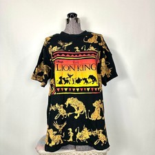 Vintage Black Single Stitch 90  s Disney Lion King AOP