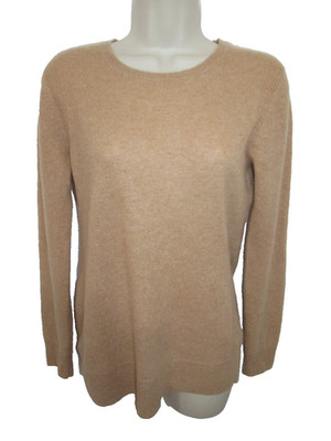 Saks Fifth Avenue 100% Cashmere Beige Camel Crew Neck Sweater Size S