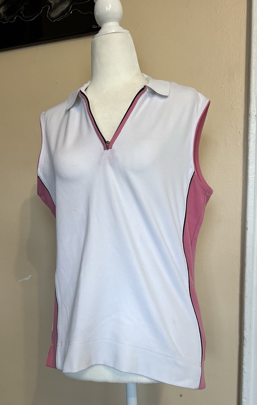 ALLY PERFORMANCE STRETCH COLLARED SLEEVELESS POLO - image 2