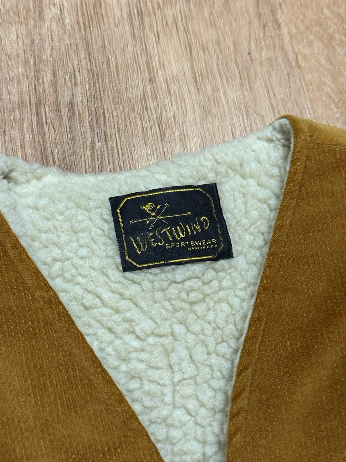 VTG Westwind Sportswear Western Vest USA Fleece Lined Snap Button Brown Size XL